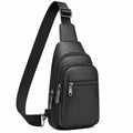 Borsa a tracolla 18x8x32 cm in similpelle nera con tasche multiple e tracolla regolabile