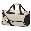 Borsone sportivo 55 x 28 x 30 cm in tessuto sintetico beige e nero con tracolla regolabile
