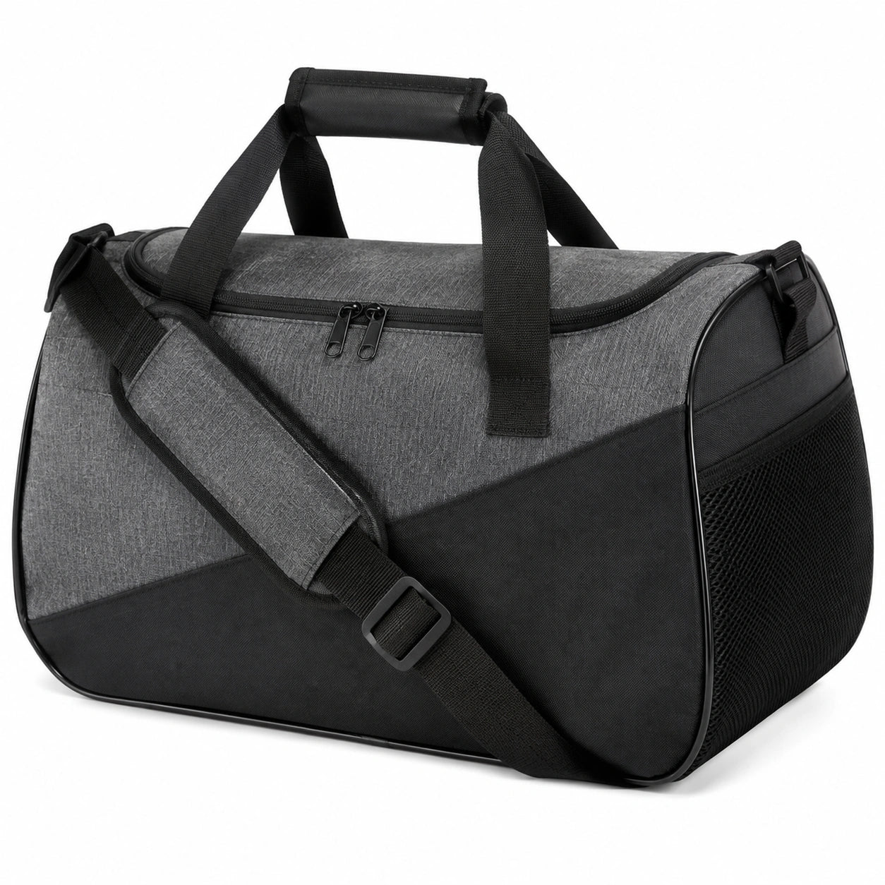 Borsone sportivo 50 x 25 x 28 cm in poliestere grigio/nero - con tracolla regolabile