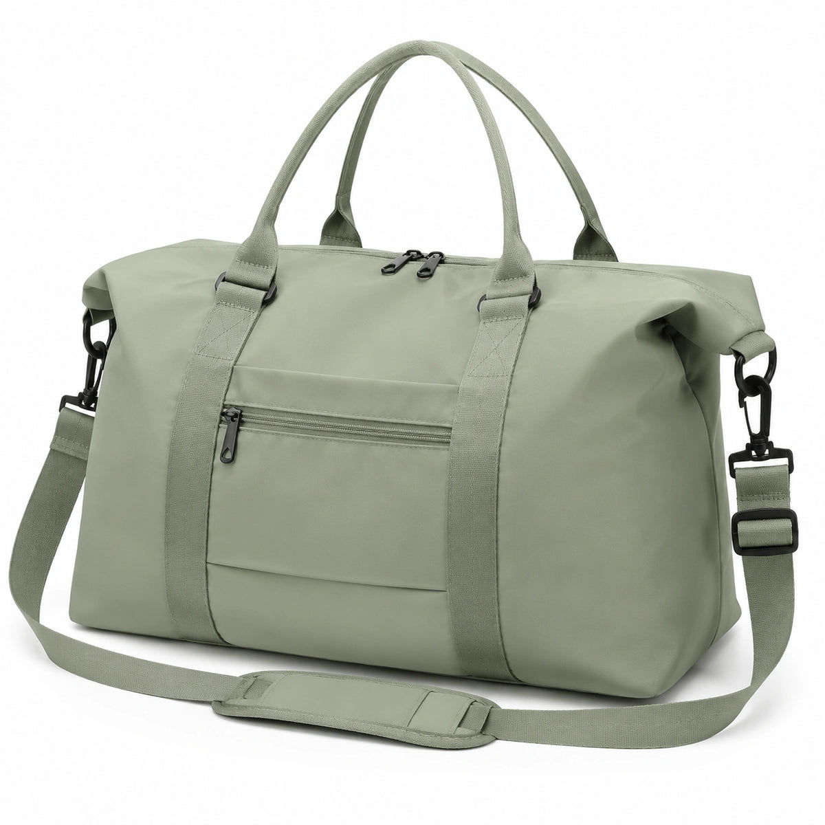 Borsone da viaggio 48 x 25 x 30 cm in tessuto sintetico verde salvia con tracolla regolabile