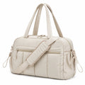 Borsa da viaggio 45 x 23 x 28 cm in tessuto sintetico beige trapuntato con tracolla regolabile