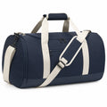 Borsone sportivo 50 x 25 x 28 cm in tessuto blu navy e bianco con tracolla regolabile