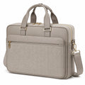 Borsa portadocumenti 40 cm in materiale sintetico beige con tracolla e chiusura zip