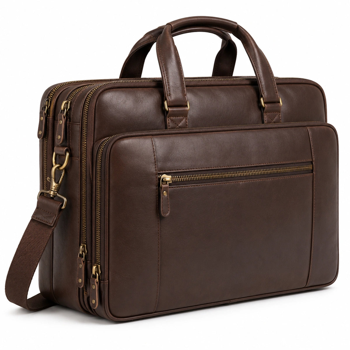 Borsa portadocumenti 42 x 12 x 32 cm in similpelle marrone con tracolla per laptop