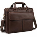 Borsa portadocumenti 40 cm in pelle marrone - tracolla regolabile e scomparti organizzati