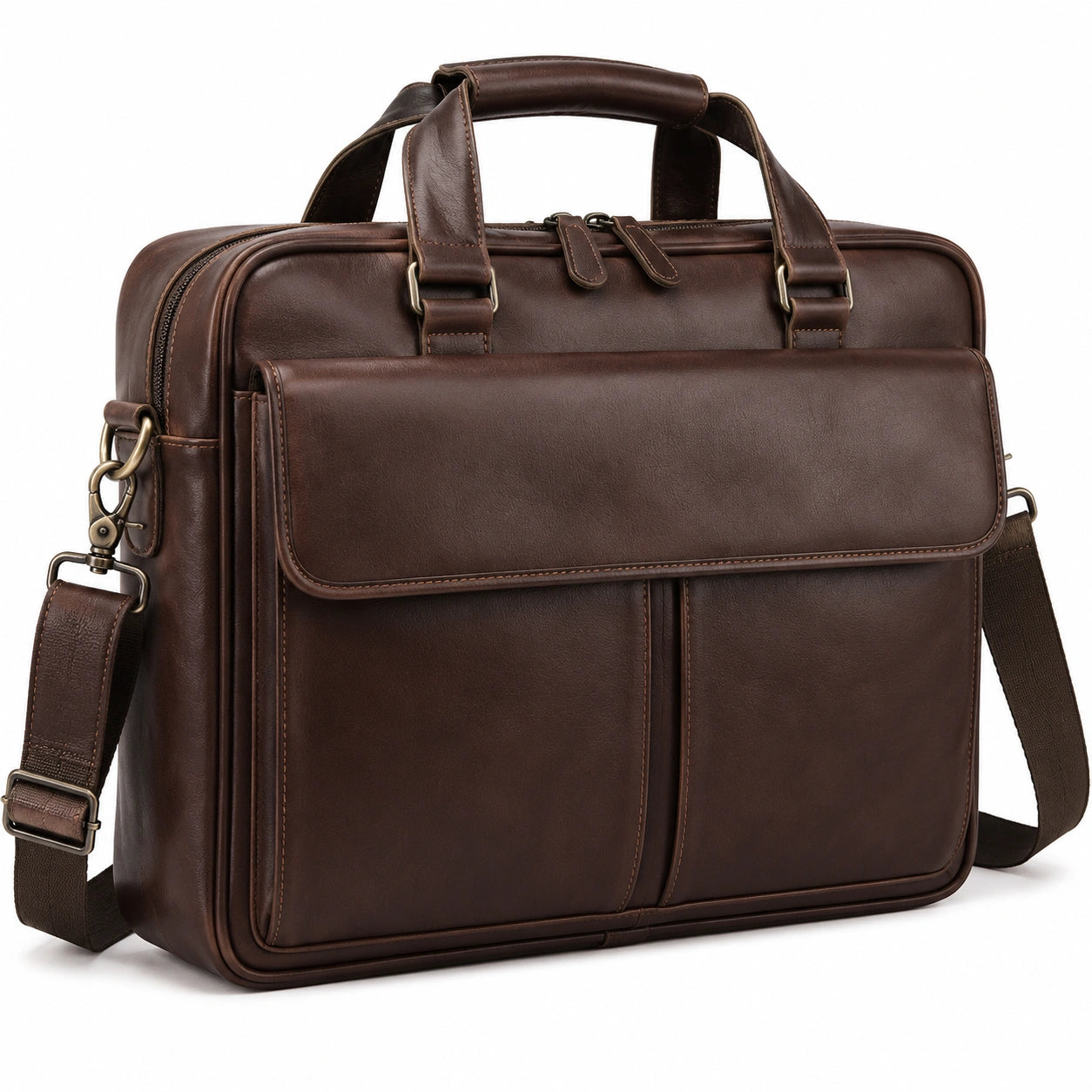 Borsa portadocumenti 40 cm in pelle marrone - tracolla regolabile e scomparti organizzati