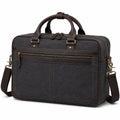 Borsa porta laptop 42 cm in tessuto grigio scuro e finiture marroni con tracolla