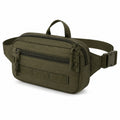 Marsupio 30 x 8 x 16 cm in tessuto sintetico verde oliva con tasche zip stile tattico