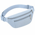 Marsupio 32 cm in tessuto sintetico azzurro con doppia tasca e cintura regolabile