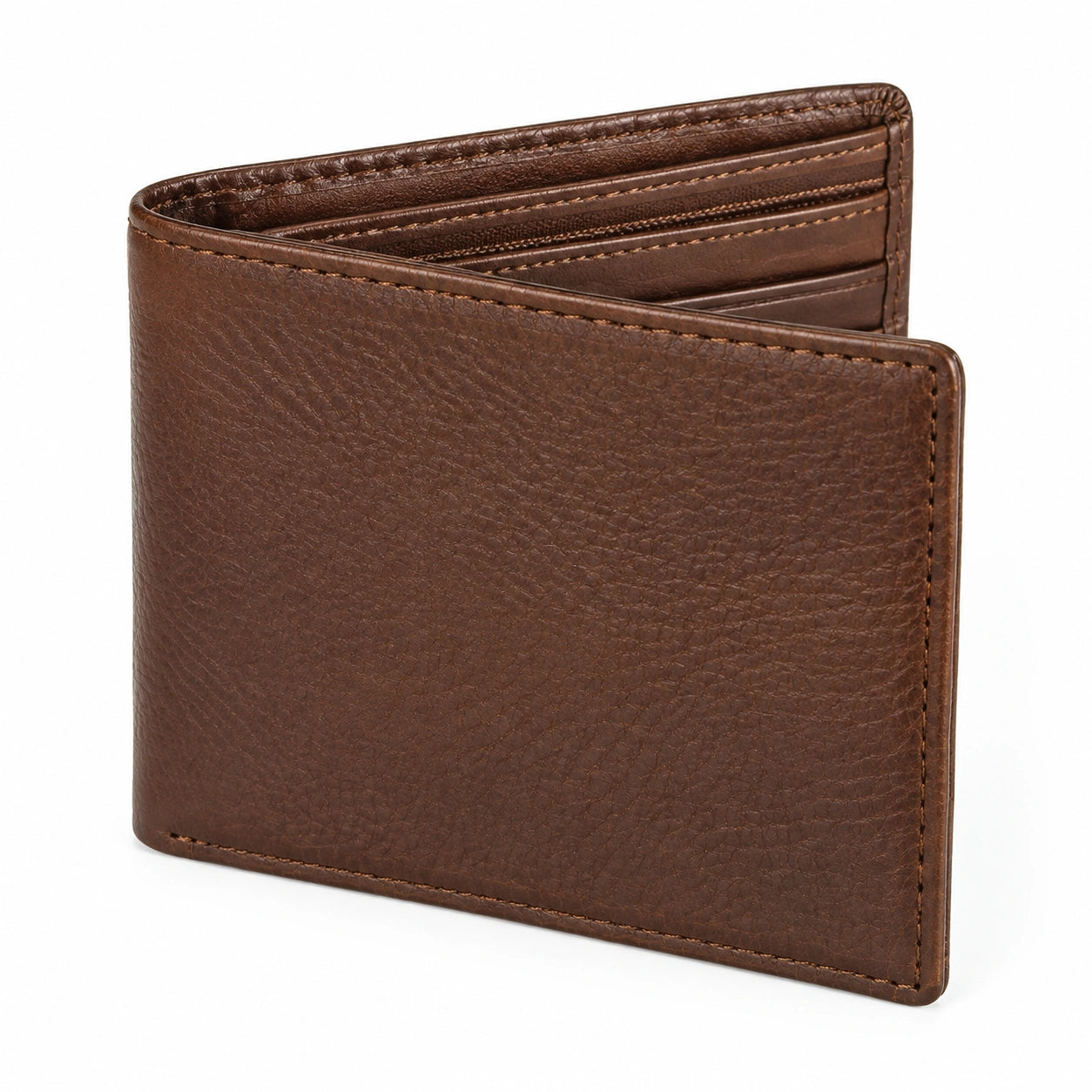 Portafoglio bifold 11 x 9 x 2 cm in similpelle marrone con portacarte