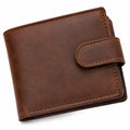 Portafoglio da uomo 12 x 9.5 x 2 cm in materiale sintetico effetto pelle marrone - chiusura con linguetta