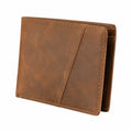 Portafoglio da uomo 12 x 9.5 cm in similpelle marrone - pieghevole con scomparti per carte