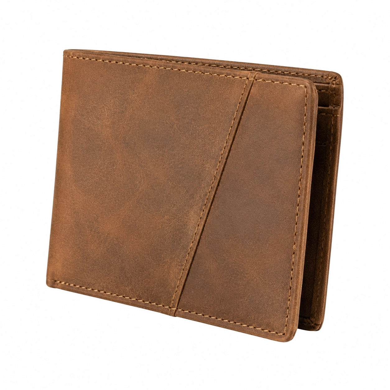 Portafoglio da uomo 12 x 9.5 cm in similpelle marrone - pieghevole con scomparti per carte