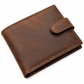 Portafoglio unisex 12 x 10 x 2 cm effetto pelle marrone con patta stile classico