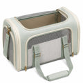 Borsa trasportino per animali 45 x 28 x 30 cm in tessuto verde salvia con rete e spallacci regolabili