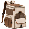 Zaino trasportino per animali 42 x 30 x 45 cm in tessuto beige e marrone con rete ventilata