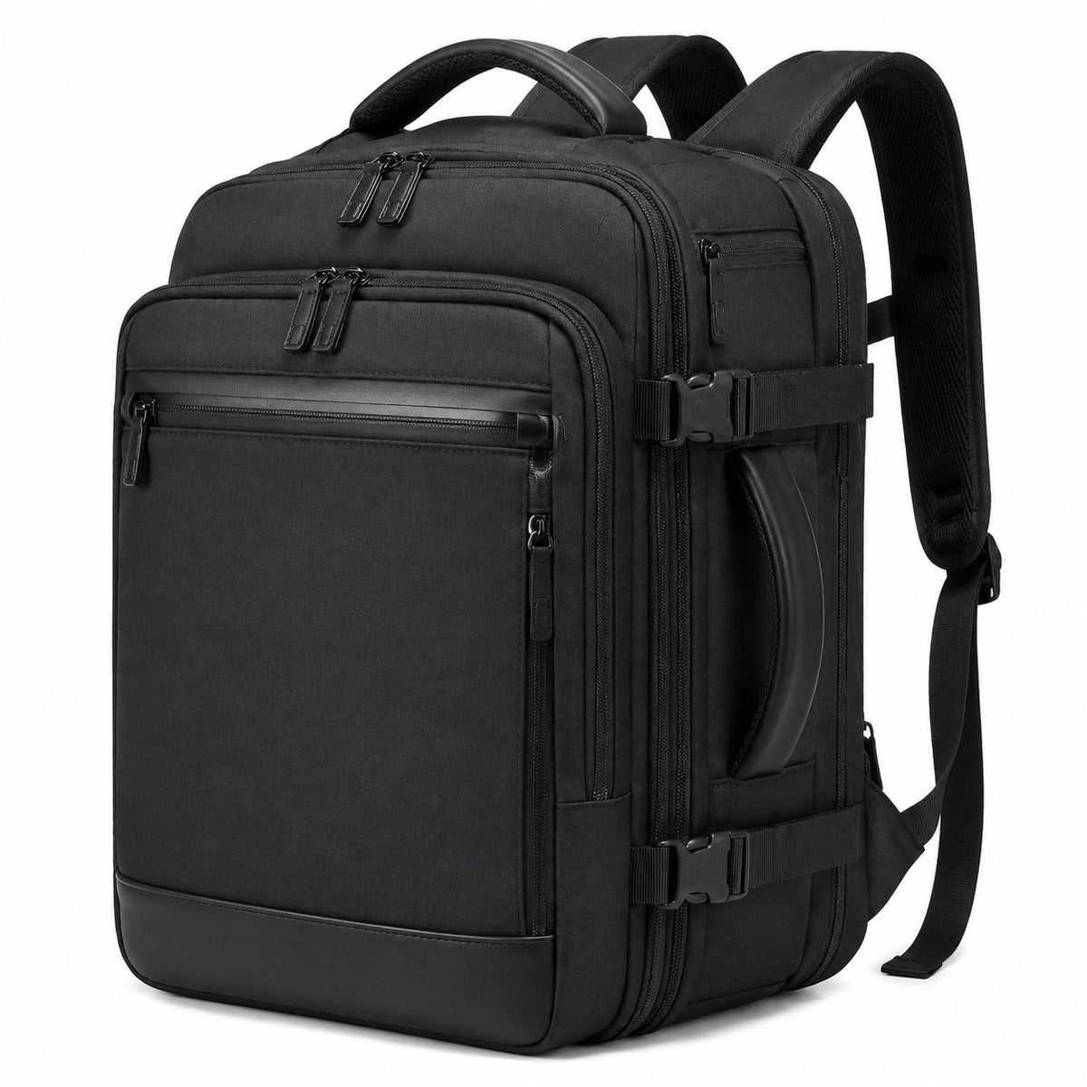 Zaino da viaggio 32 x 20 x 48 cm in tessuto sintetico nero con scomparti multipli