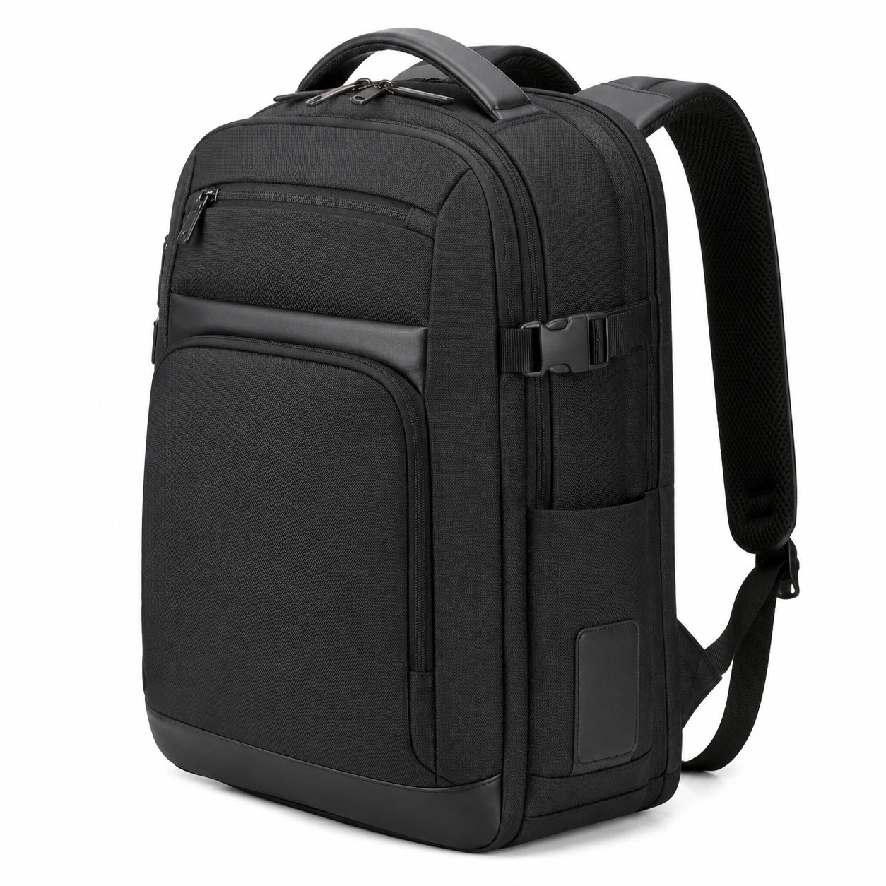 Zaino da lavoro 32 x 18 x 46 cm in tessuto sintetico nero con scomparti e spallacci imbottiti